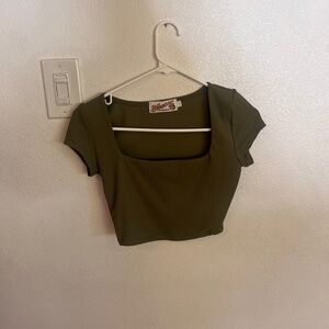 Nectar clothing, green square neckline shirt